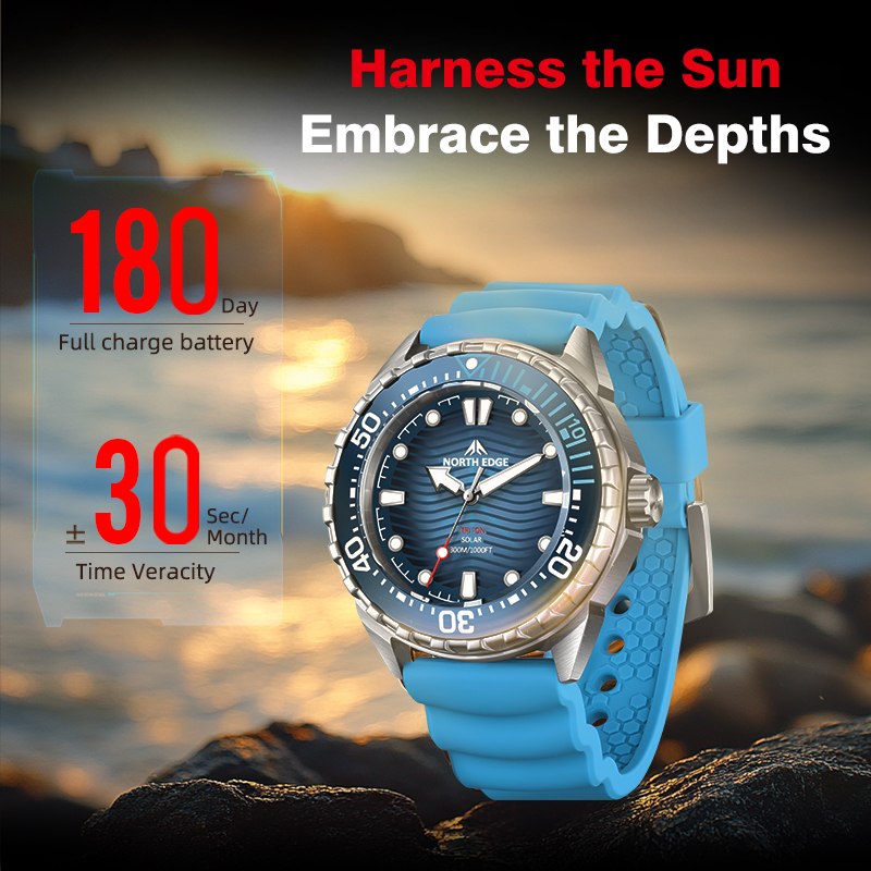 Diver Watch 300M - NORTH EDGE TRITON Solar Powered Diving