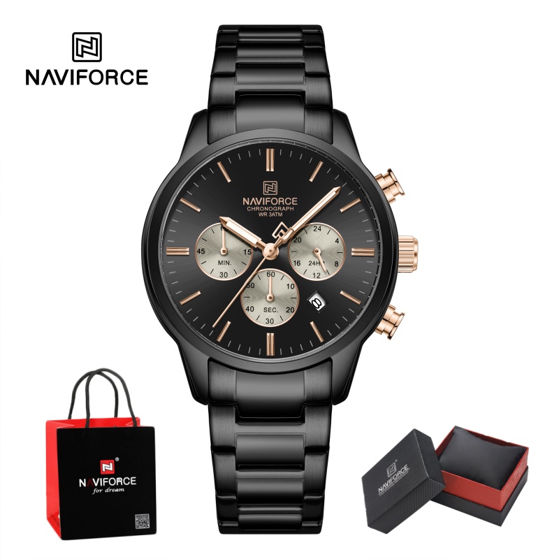 Luxury Watch With Bracelet - NAVIFORCE Men Quartz Chronograph Watch Waterproof