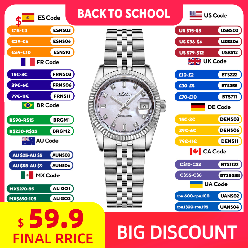 Luxury Watch With Bracelet - ADDIES 585 Quartz Women's Watches Sapphire