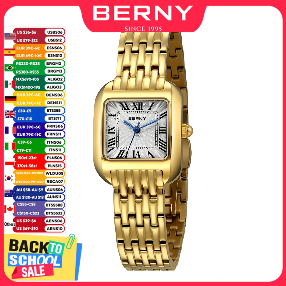 Luxury Watch Cartier - BERNY Square Gold Watch For Women