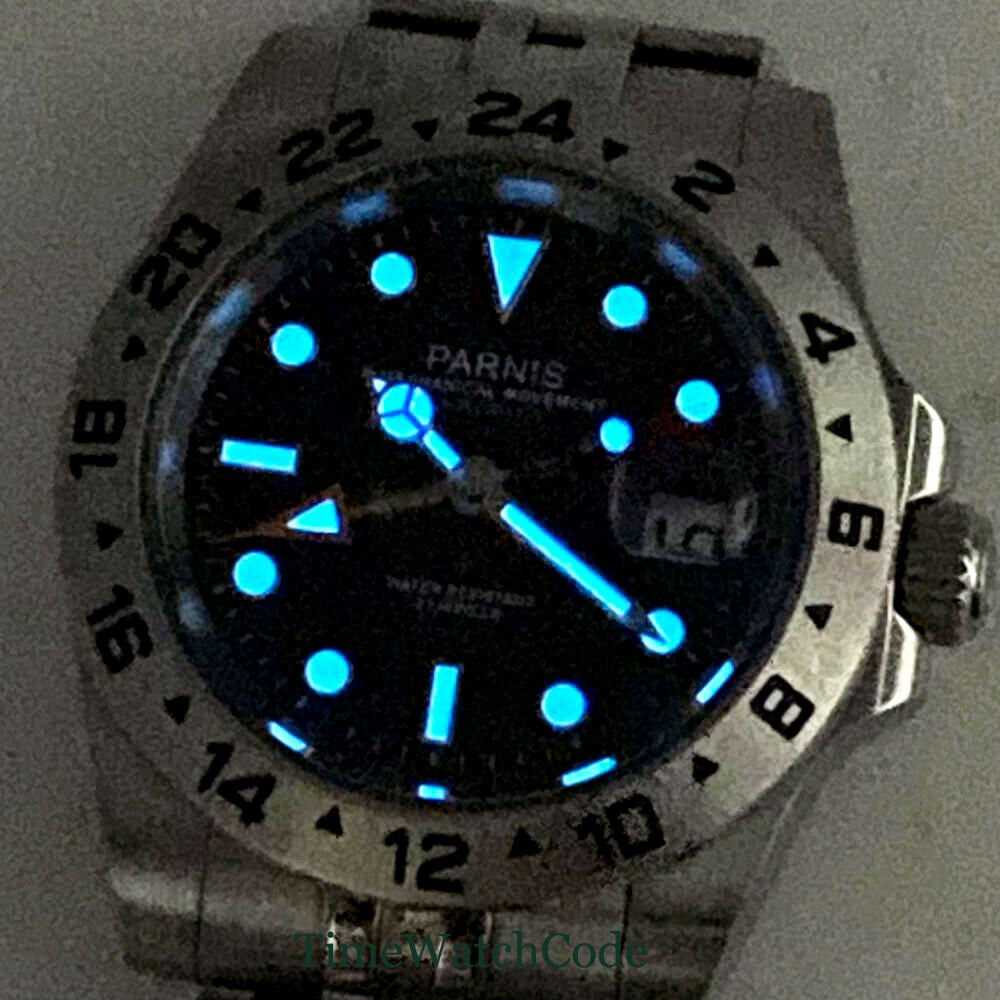 Parnis 40mm Sapphire Glass Aut - огляд і ціна Gmt Dual Timezone Watch