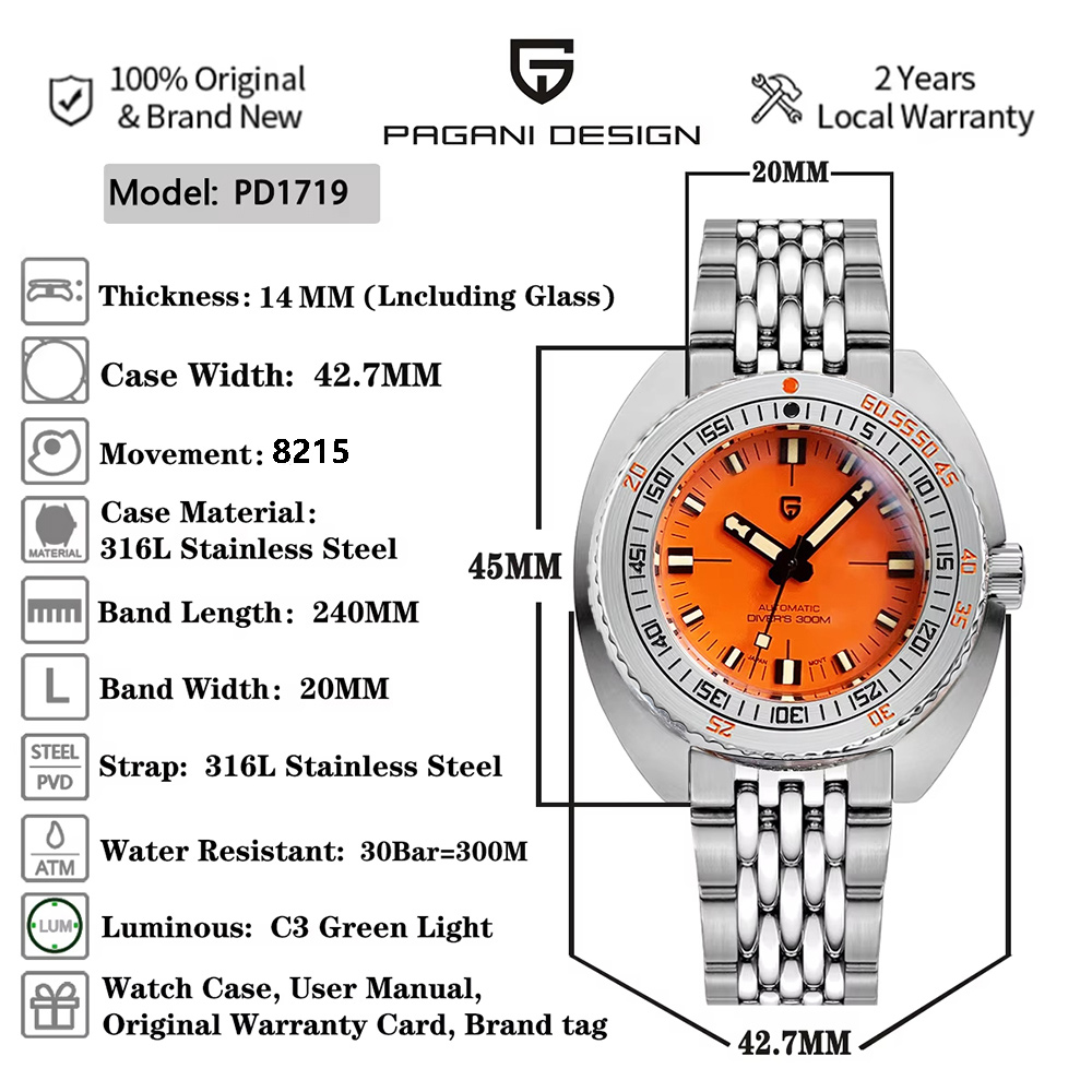 Pagani Design 2026 Men's Mecha - огляд і ціна Diver Watch 300M