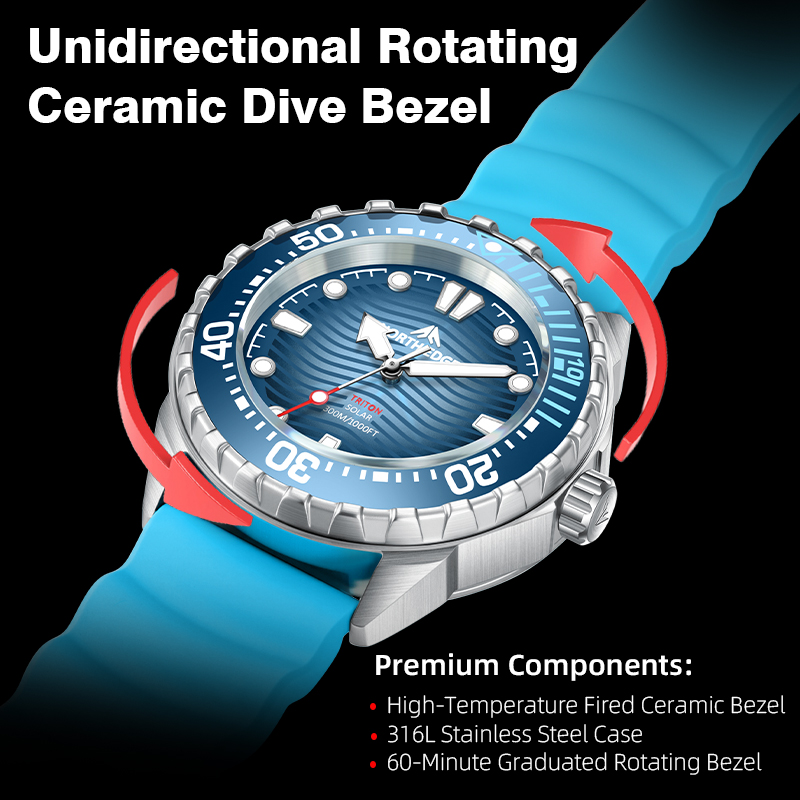 NORTH EDGE TRITON Solar Powere - огляд і ціна Diver Watch 300M