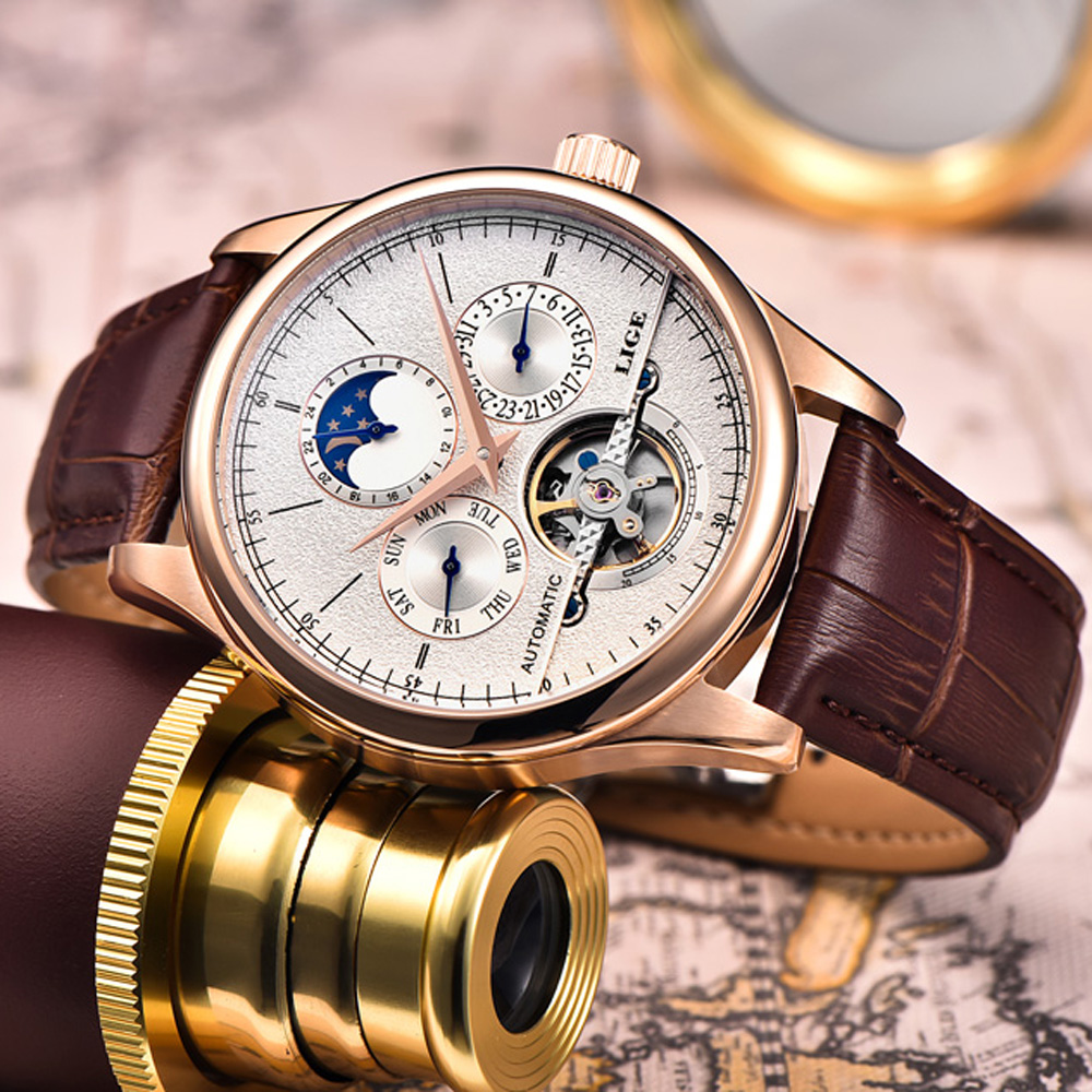 LIGE Brand Classic Mens Retro  - огляд і ціна Luxury Watch On Sale