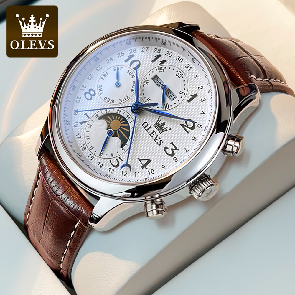 OLEVS 6667 Moon Phase Men's Wa - огляд і ціна Luxury Watch On Sale