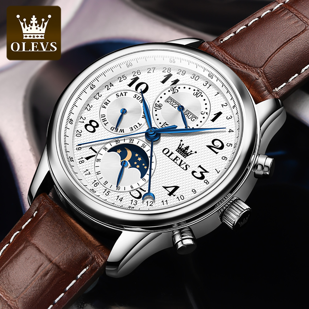 OLEVS 6667 Moon Phase Men's Wa - огляд і ціна Luxury Watch On Sale