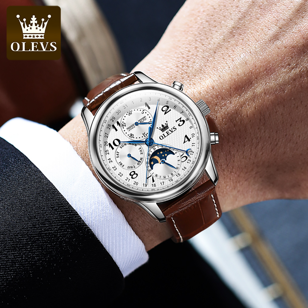 OLEVS 6667 Moon Phase Men's Wa - огляд і ціна Luxury Watch On Sale