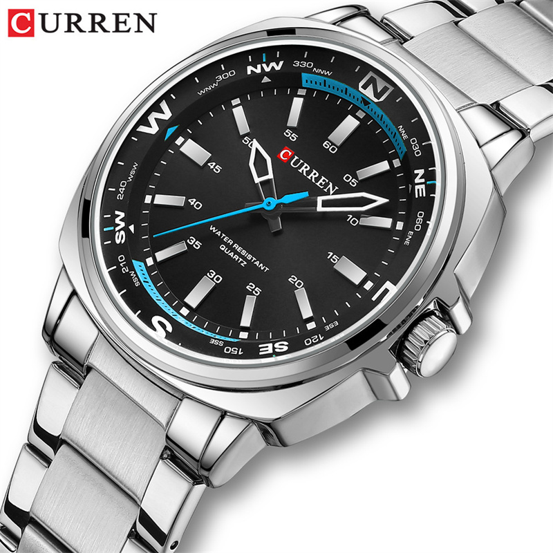 CURREN 8455 Men's Fashion Silv - огляд і ціна Luxury Watch Cartier