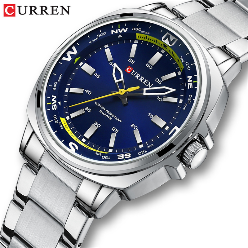 CURREN 8455 Men's Fashion Silv - огляд і ціна Luxury Watch Cartier