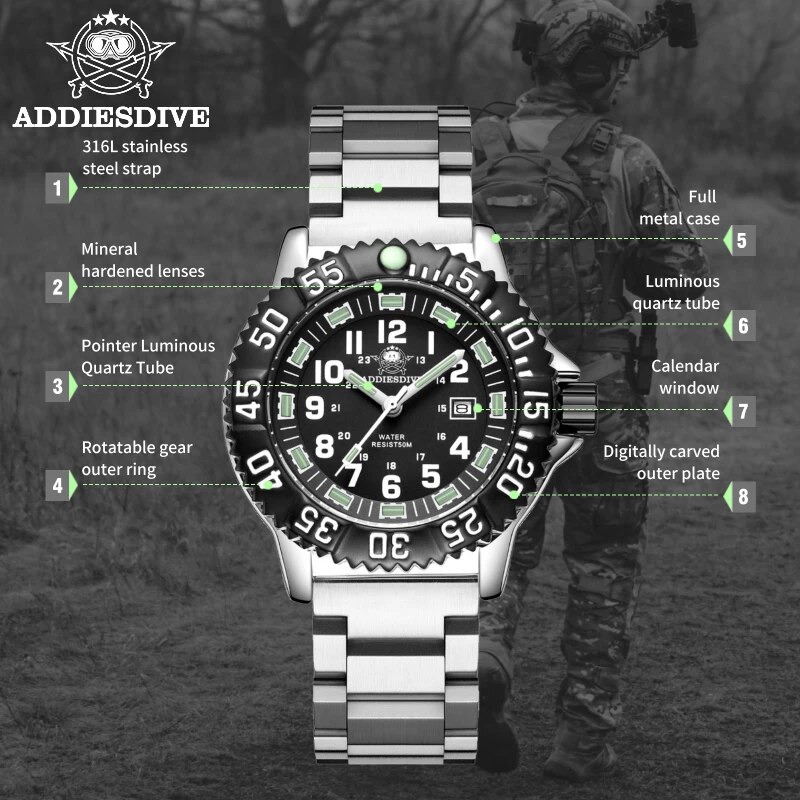 Addies Dive Men Fashion Casual - огляд і ціна Diver Watch 300M