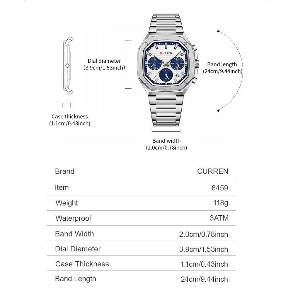 CURREN Luxury Square Chrono Wa - огляд і ціна Luxury Watch With Bracelet