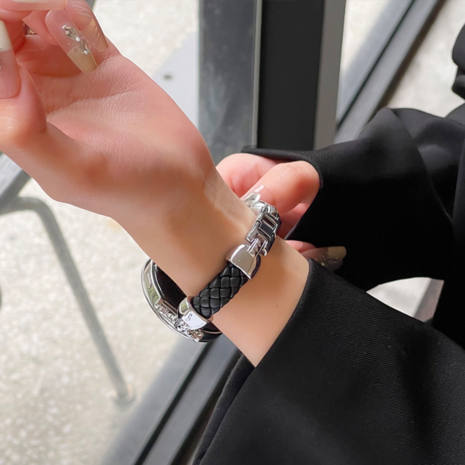 Metal Leather Woven Strap For  - огляд і ціна Luxury Watch Galaxy
